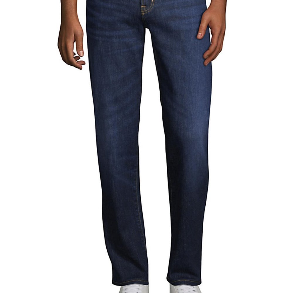 Lands' End Mens Jeans 36 X 34 Denim Dark Straight Leg Pants Traditional Fit - Picture 4 of 4